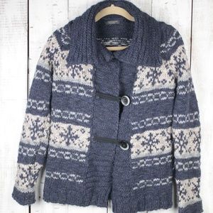 GioGio Nordic Cable Knit Fair Isle Sweater Blue S
